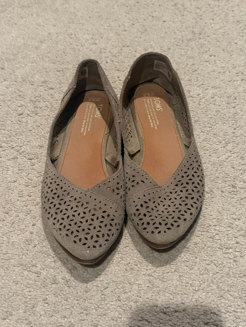 Toms Women's Taupe Perforated Suede Slip-Ons